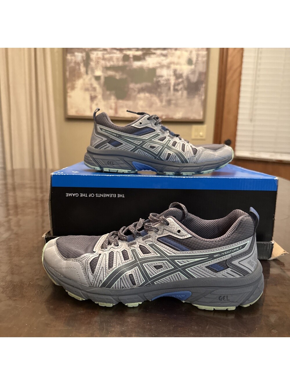Asics Gel Venture 7 Womens Size 8 Gray Green Athletic Running Shoes Sneakers